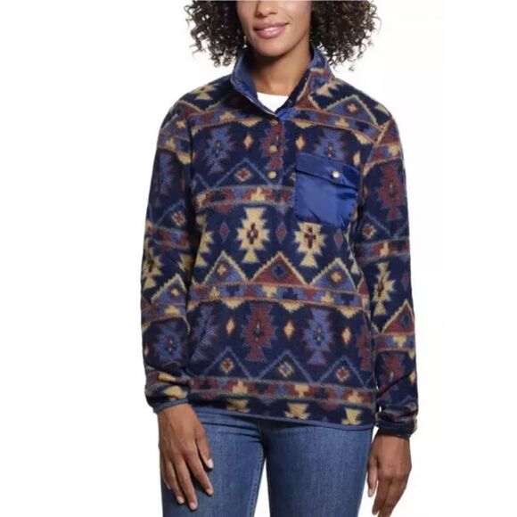 Weatherproof Vintage Snap Placket Fleece Pullover Sweater Aztec - Size XS - NWT - Picture 1 of 6